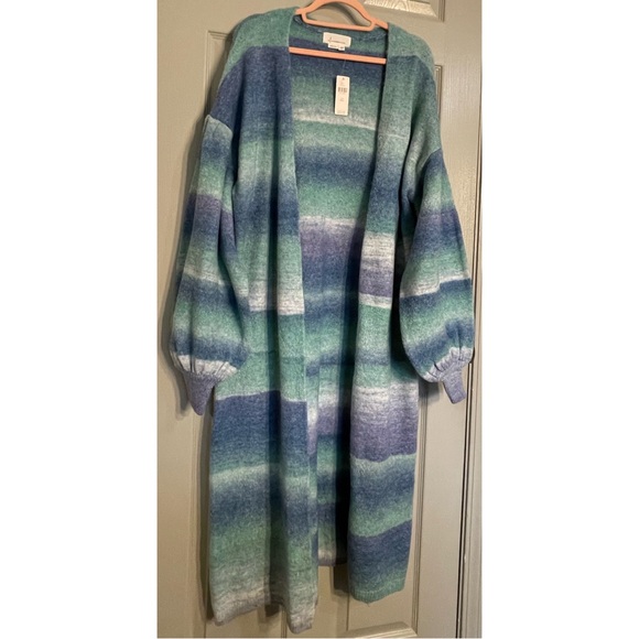 Anthropologie Cozy Ombre Stripe Duster Sweater NWT One Size Fits All - Picture 6 of 11